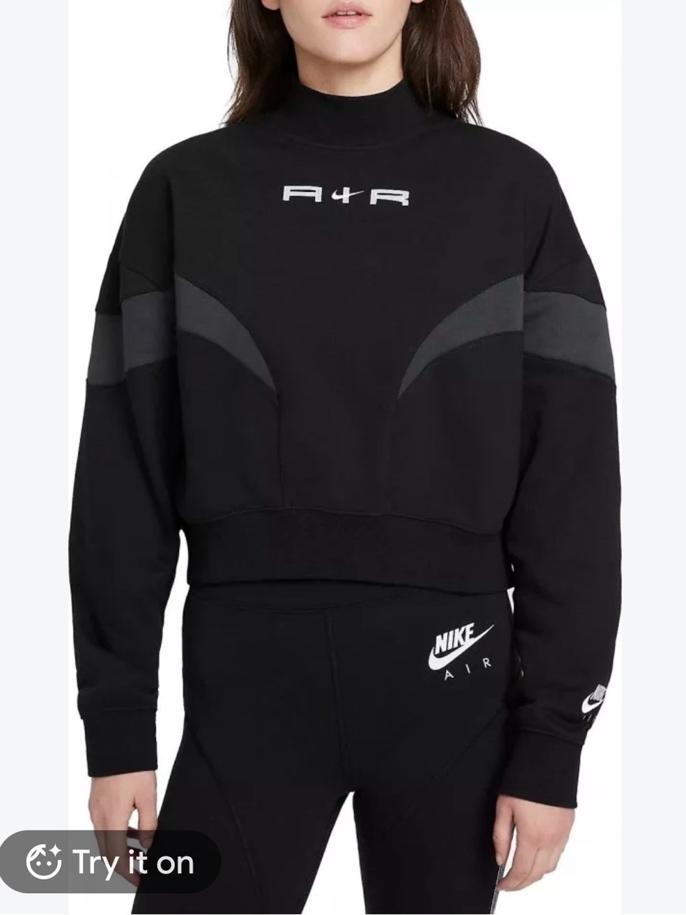 Nike Air Women's Cropped High Neck Sweater with Gray Panels